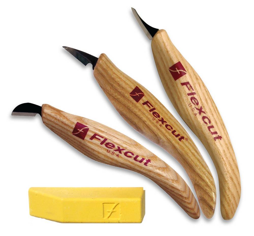 Flexcut Tri-Jack Pro Carving Knife 3 Different Style Blades, Aluminum  Handle w/ Cherry Wood Inlays - KnifeCenter - FLEXJKN95