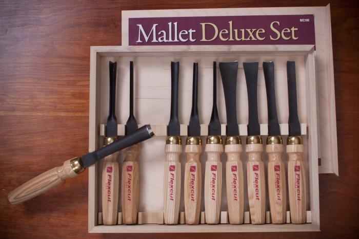 Flexcut Carving Tools, Mallet-Carving Chisels and Gouges for Woodworking,  Deluxe Set of 10 (MC100)